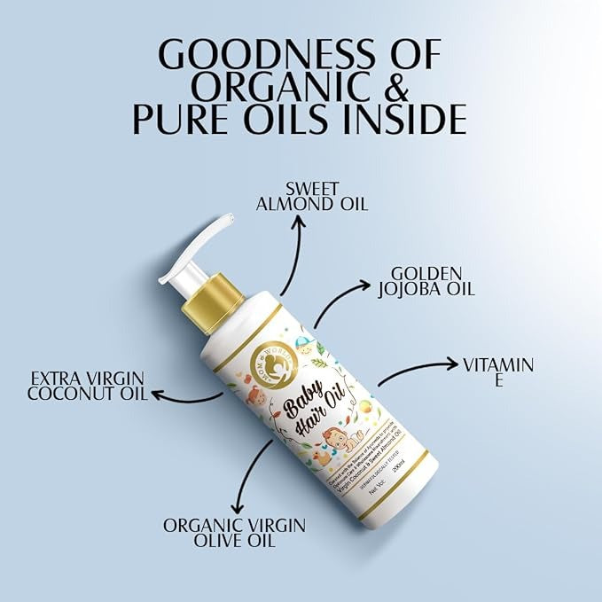 Mom & World Baby Hair Oil With Organic & Coldpressed Natural Oil For Kids - 200 ml