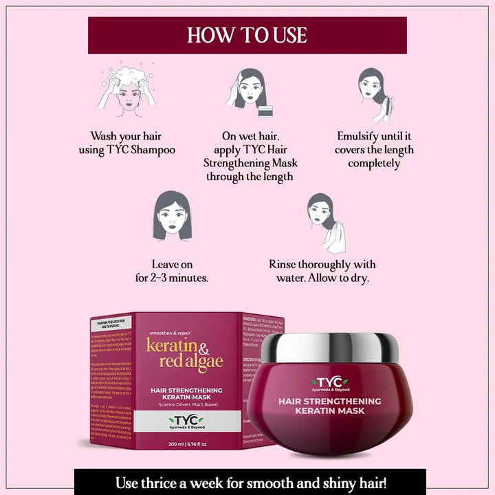 TYC-Trust Your Choice Hair Strengthening Keratin Mask for Dry Damaged Frizzy Hair Repair with Red Algae and Plant Keratin Provides Deep Conditioning Quantity - 200 ML 