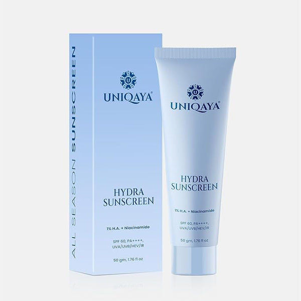 Uniqaya Hydra Sunscreen SPF 60 PA++++ Hyaluronic Acid & Niacinamide Sunscreen - 50 gms