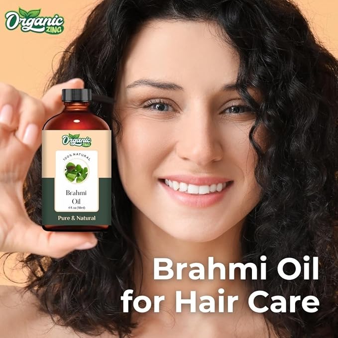 Organic Zing Brahmi Oil Pure & Natural for Skin, Face, Hair Care - 118 Ml