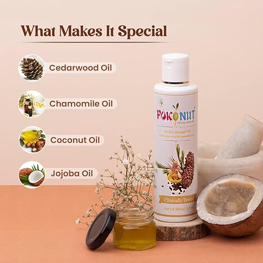 Pokonut Nurture with love Herbal Body Massage Oil For Men&Women - 200 ml
