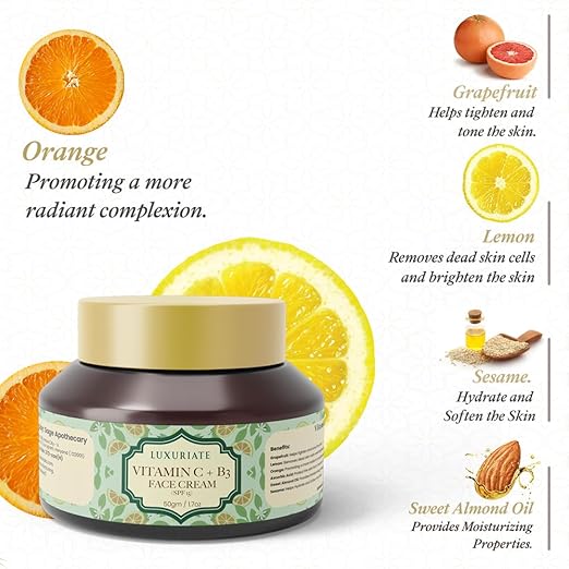 Luxuriate Vitamin C B3 Brightening Face luxury Cream - 50 gms