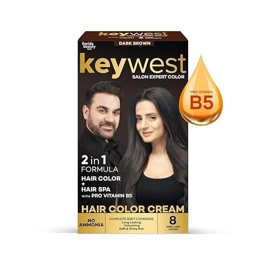 Keywest Crème Hair Colour Dark Brown (Ammonia Free) - 130 ml