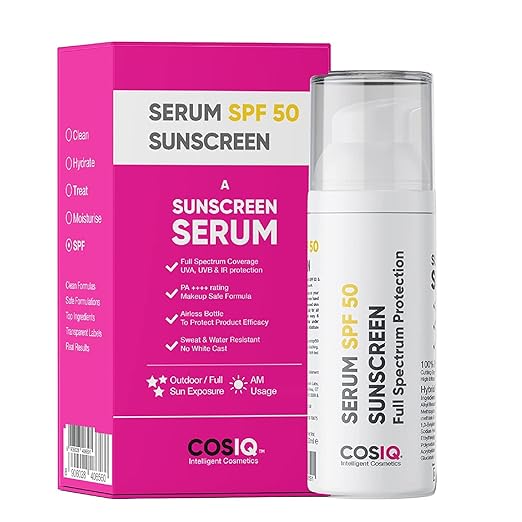 Cos-IQ Sunscreen SPF 50 Serum, PA++++ For Oily Dry - 30 ml