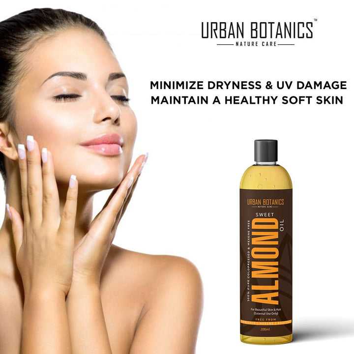 Urban Botanics Pure Cold Pressed Sweet Almond Oil - 200 ml