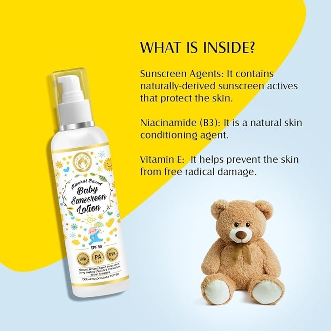Mom & World Mineral Based Baby Sunscreen Lotion Spf 50 Pa+++ - 120 ml
