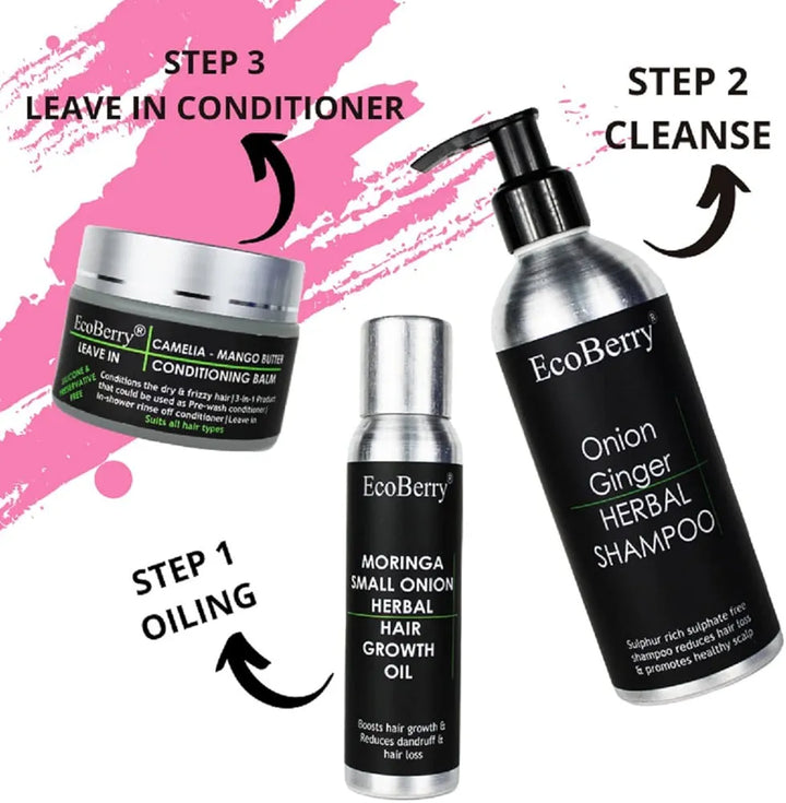 EcoBerry Onion Ginger Organic Herbal Shampoo With Red Onion & Ginger Extracts, Sulphate Free, Paraben Free, Chemical Free, Cruelty Free, Preservative Free, Vegan