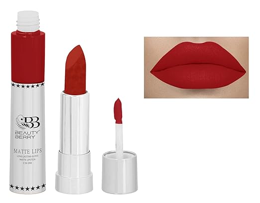 Beauty Berry Matte Lips 2 IN 1 Long Lasting Gloss Matte Lipstick Red - 8 gms