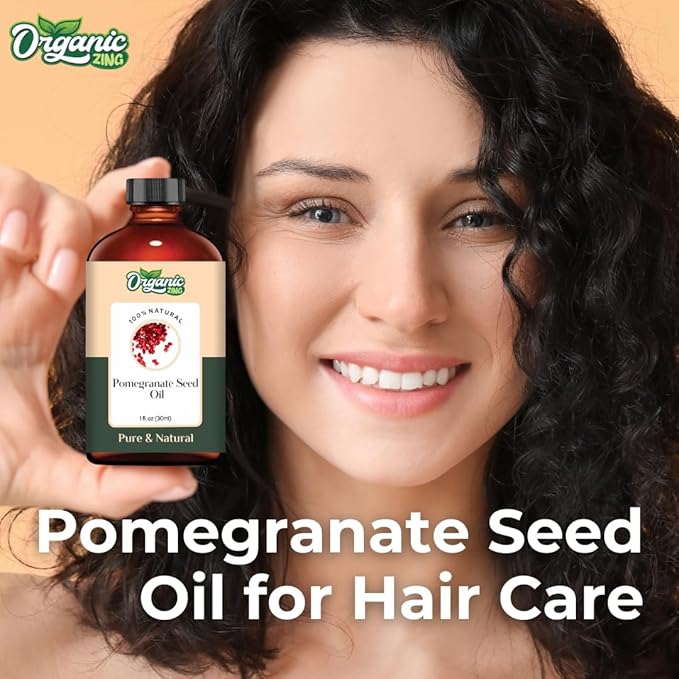 Organic Zing Pomegranate Seed Oil for Skin, Face, Hair Care, Aromatherapy, Diffuser, Conditioner - 30 Ml