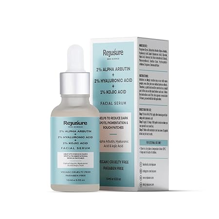 Rejusure 2% Alpha Arbutin + 2% Hyaluronic Acid + 1% Kojic Acid Face Serum - 10 ml