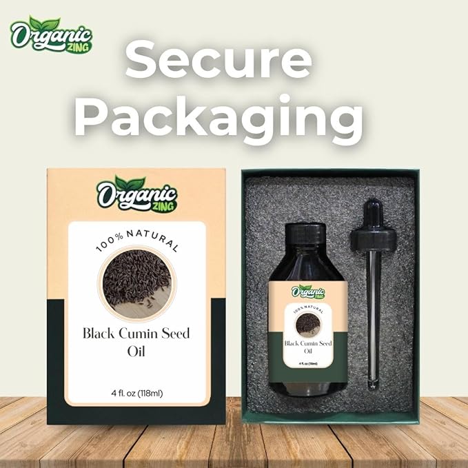 Organic Zing Black Cumin Seed Essential Oil for Skin, Face, Hair Care, Shampoo, Aromatherapy - 118 Ml