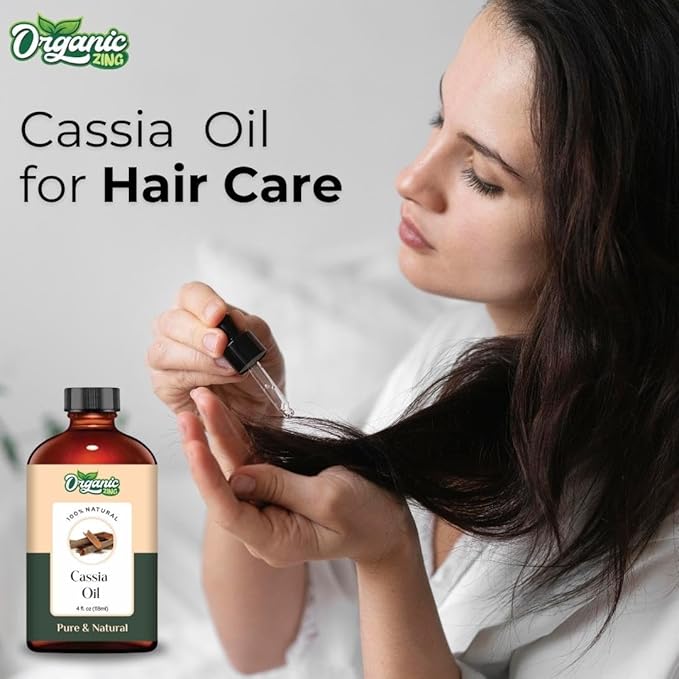 Organic Zing Cassia (Cinnamomum Cassia) Oil | Essential Oil for Hair Care, Massage, Aroma & Diffuser - 118 Ml