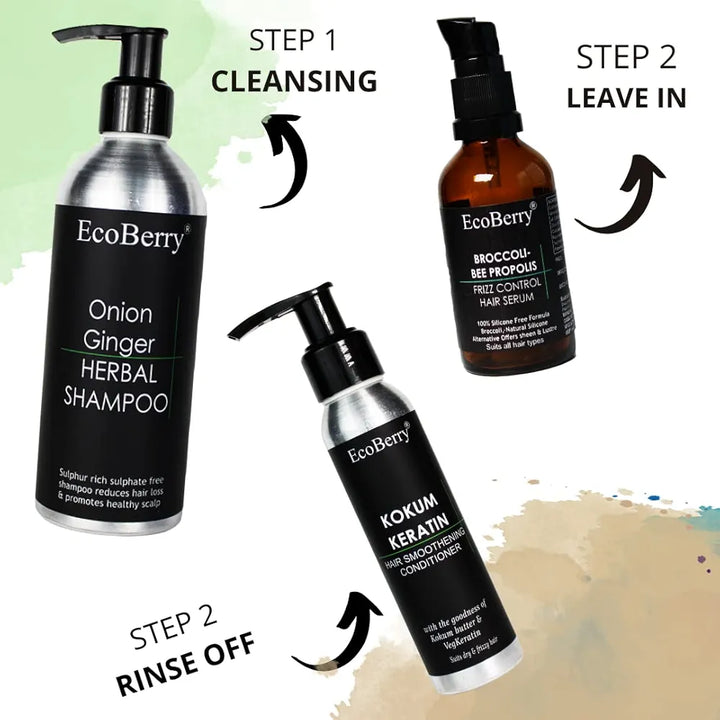EcoBerry Broccoli Bee Propolis Frizz Control Hair Serum, Moroccan Argan Oil, Enhances Shine Strengthens Hair Follicles, Natural Conditioner & Silicone Alternative, Chemical/Silicone/Paraben Free, Veg