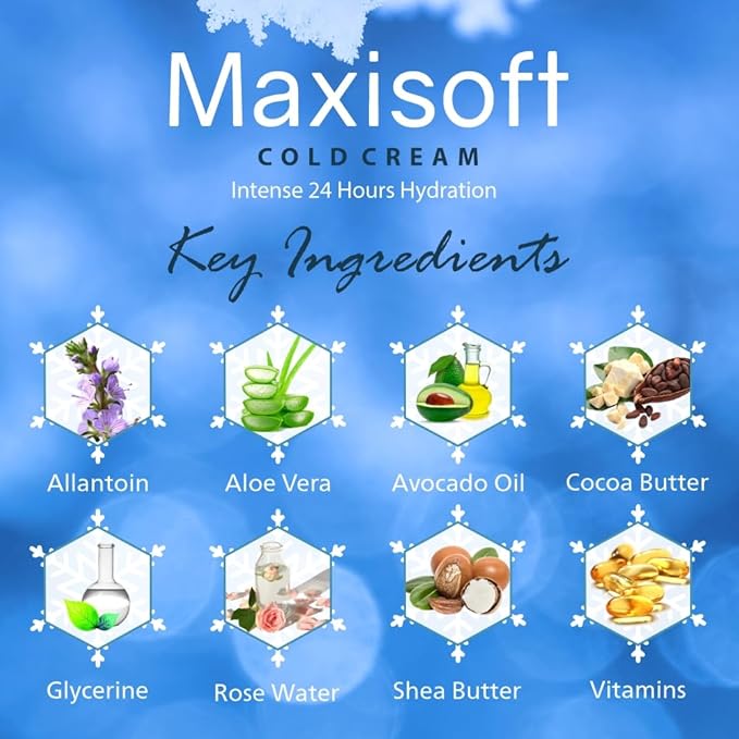 Maxisoft Cold Cream | Vitamin E | Glowing and Moisturized Skin - 50 Gms
