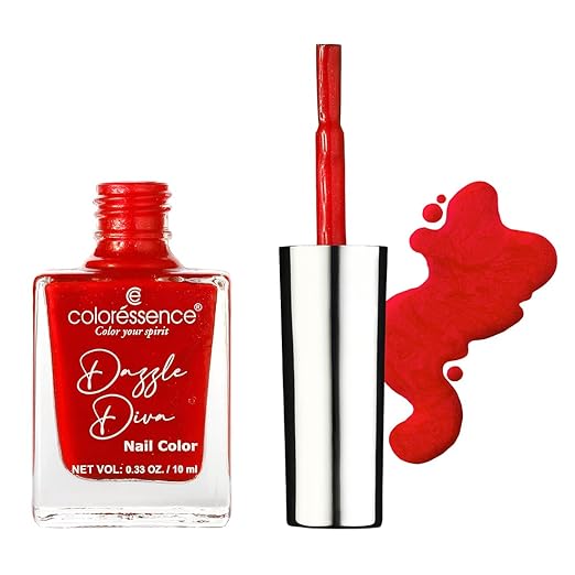 Coloressence Dazzle Diva Glitter Finish Nail Paints Scarlet Zircon - 10 ml