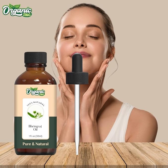Organic Zing Bhringraj Oil Pure & Natural for Skin, Face, Hair Care & Massage - 30 Ml