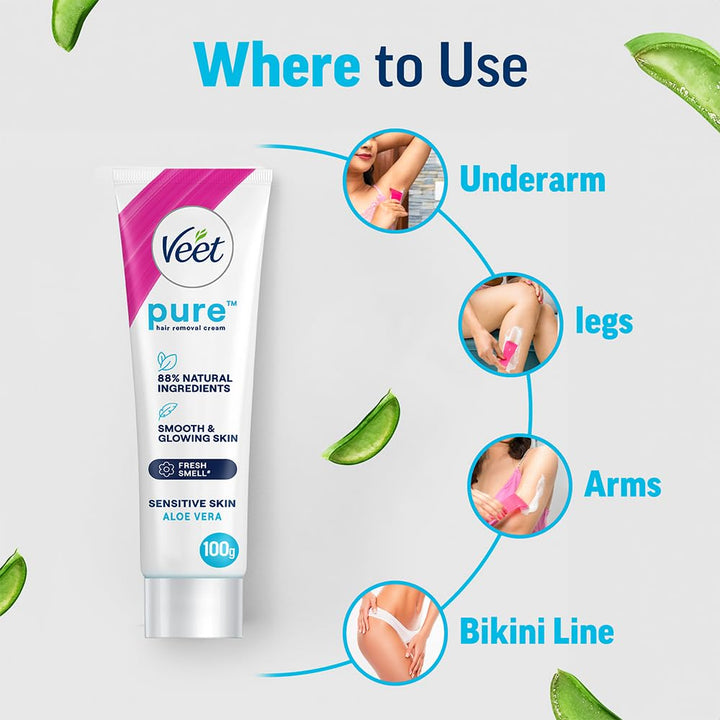 Veet Pure Hair Removal Cream for Women For Sensitive Skin - 100 gms
