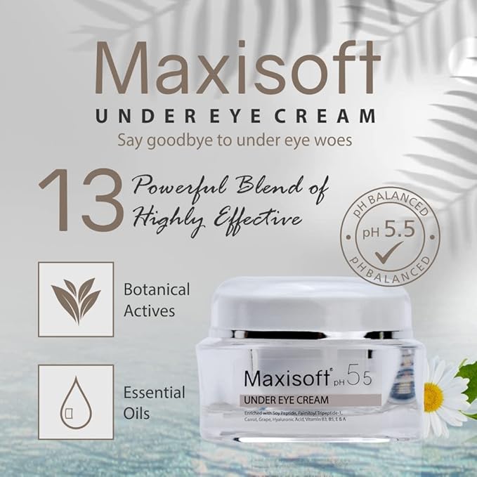 Maxisoft Under Eye Cream for Dark Circles, Eye Puffiness, Fine Lines & Wrinkles - 30 Gms