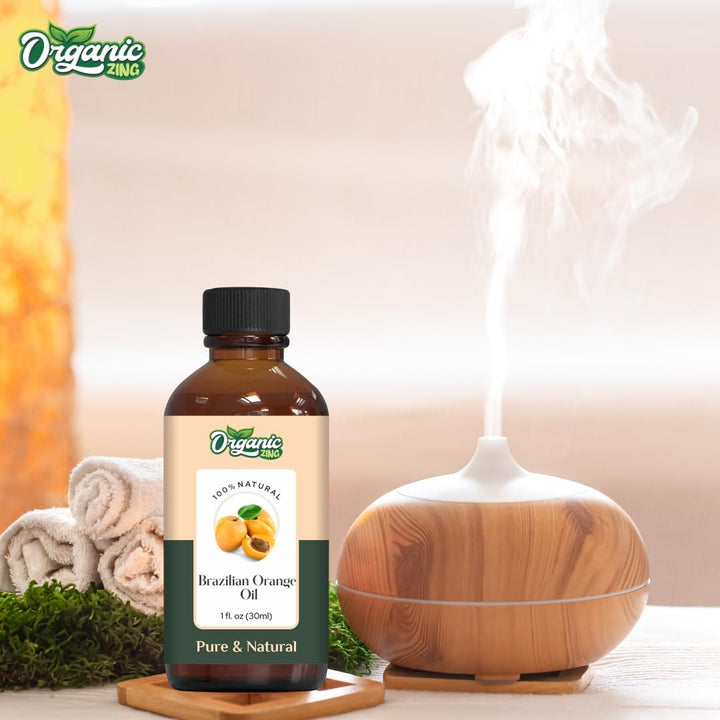 Organic Zing Brazilian Orange (Citrus Sinensis) Oil | Essential Oil for Skin Care, Aroma & Diffuser - 30 Ml