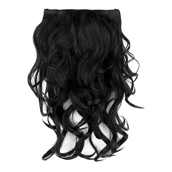 Streak Street Clip In 18'' Soft Curls Jet Black Hair Extensions