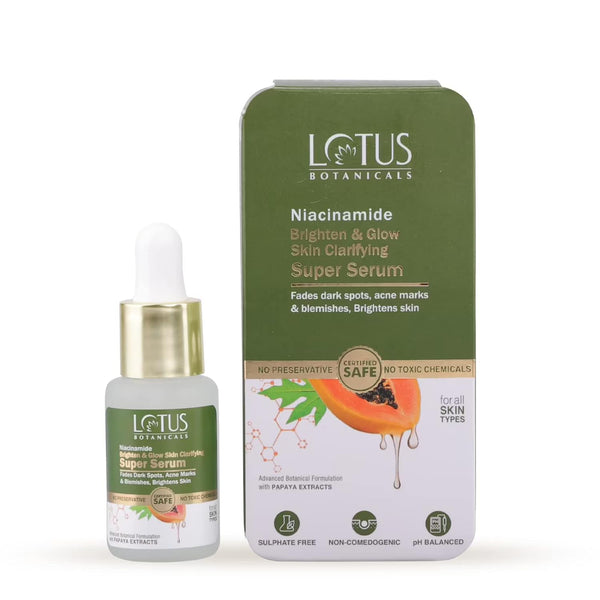 Lotusbotanicals Niacinamide + Papaya Brighten & Glow Skin Clarifying Super Serum - 14 ml