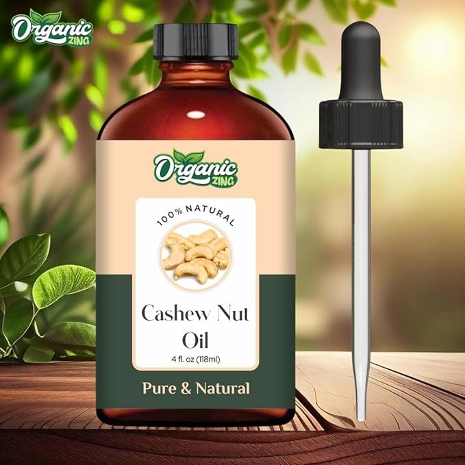 Organic Zing Cashew Nut (Anacardium Occidentale) Oil | Carrier Oil for Skincare, Hair Care and Massage - 118 Ml