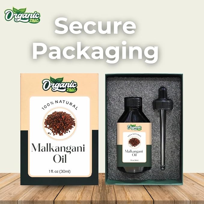 Organic Zing Malkangni Seed (Celastrus Paniculatus) Oil | Carrier Oil for Massage, Skin Care, Hair Care - 30 Ml