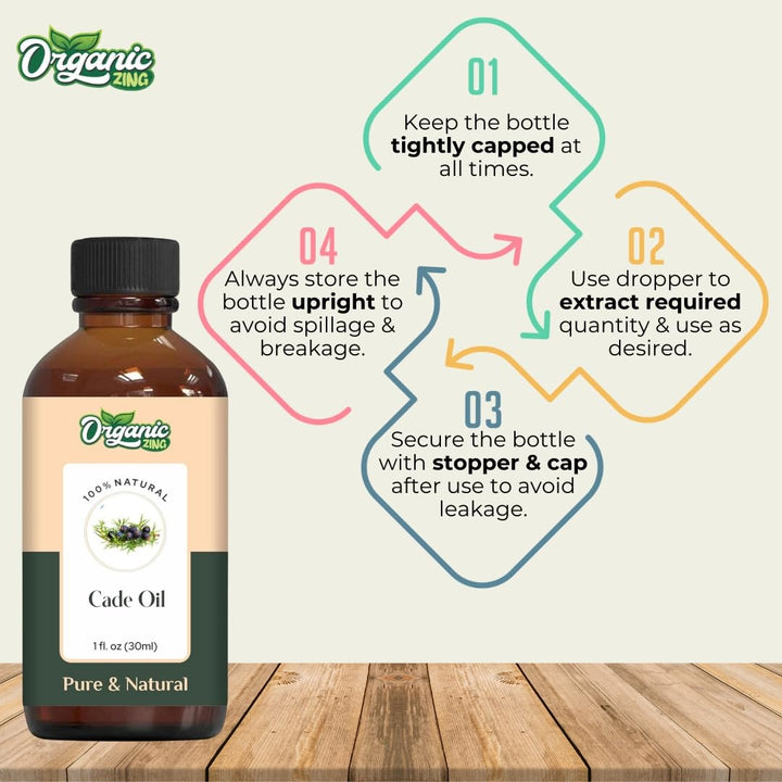 Organic Zing Cade (Juniperus Oxycedrus) Oil | Essential Oil for Skincare, Hair Care, Aroma & Diffusers - 30 Ml