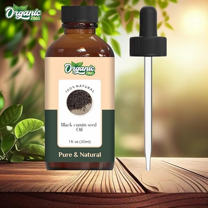 Organic Zing Black Cumin Seed Essential Oil for Skin, Face, Hair Care, Shampoo, Aromatherapy - 30 Ml