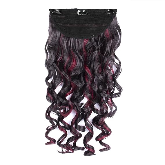 Streak Street Clip in 24" Step Curl Burgundy Hair Extensions