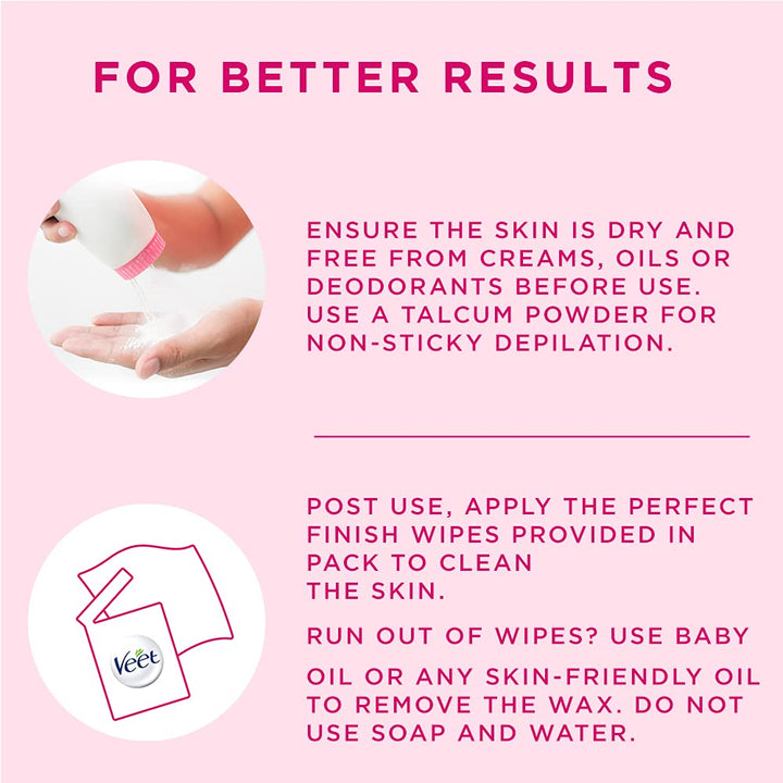 Veet Half Body Waxing With Easy-Gelwax Technology for Dry Skin - 8 Strips