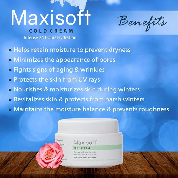 Maxisoft Cold Cream | Vitamin E | Glowing and Moisturized Skin - 50 Gms