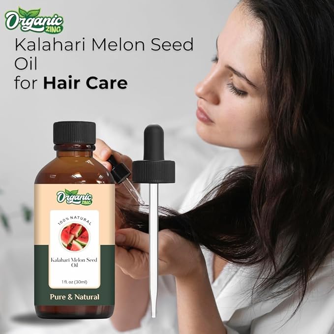 Organic Zing Kalahari Melon Seed (Citrullus Lanatus) Oil | Carrier Oil for Skincare, Hair Care & Massage - 30 Ml