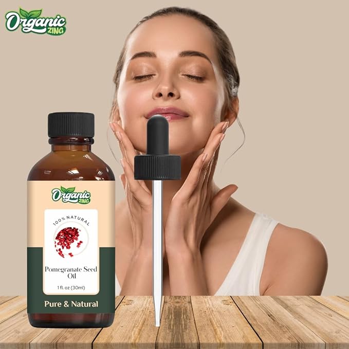 Organic Zing Pomegranate Seed Oil for Skin, Face, Hair Care, Aromatherapy, Diffuser, Conditioner - 30 Ml