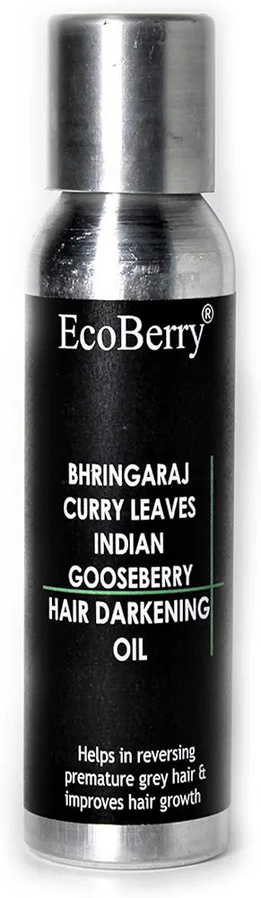 EcoBerry Bhringraj Curry Leaves Indian Gooseberry Hair Darkening Oil | 100% Natural, Organic & Vegan | Strengthens Hair, Reduces Breakage, Dandruff & Dry Scalp | Chemical-Free, Alcohol-Free, Paraben-Free | 100ml