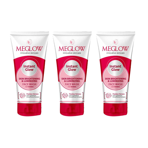 Meglow Instant Glow Fairness Face Wash - 70 gms (Pack of 3)