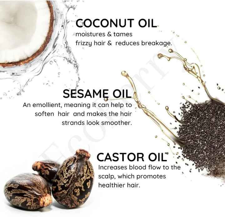 EcoBerry Bhringraj Curry Leaves Indian Gooseberry Hair Darkening Oil | 100% Natural, Organic & Vegan | Strengthens Hair, Reduces Breakage, Dandruff & Dry Scalp | Chemical-Free, Alcohol-Free, Paraben-Free | 100ml