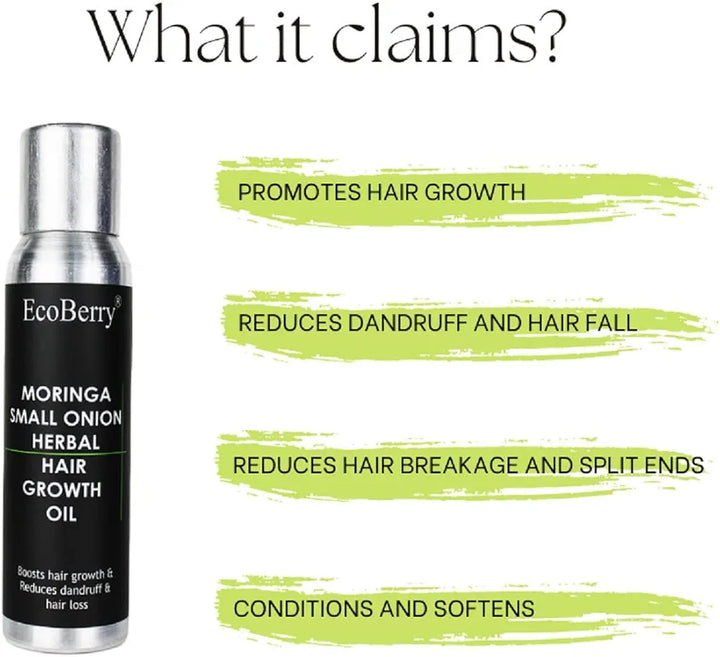EcoBerry Moringa Small Onion Herbal Hair Growth Oil For Hair Growth, Strengthens Hair Follicles, Reduces Hair Breakage & Dandruff & Dry Scalp