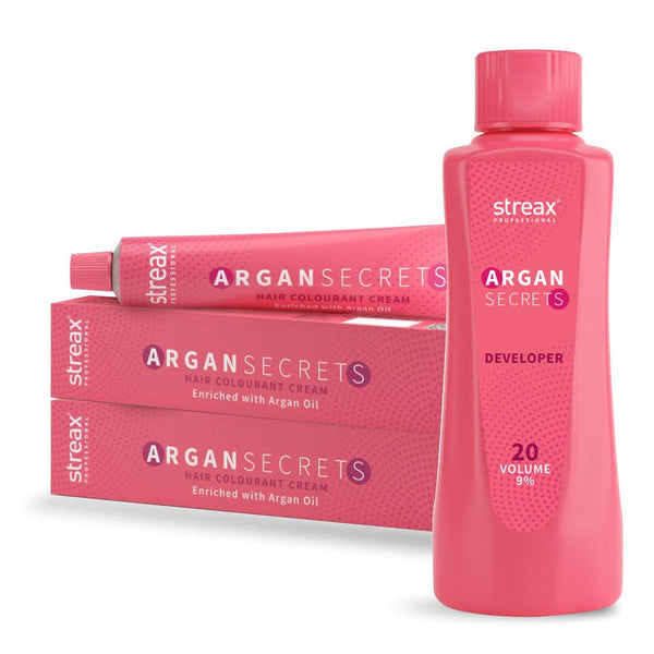 Streax Argan Hair Colourant No 3 +Developer 20 V Combo