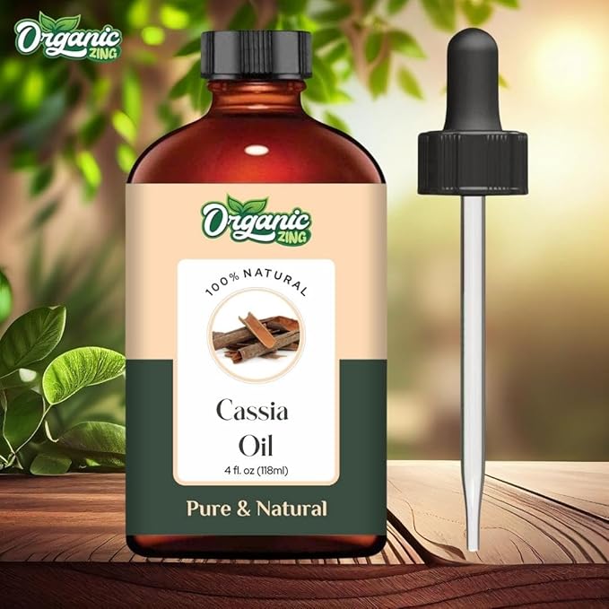 Organic Zing Cassia (Cinnamomum Cassia) Oil | Essential Oil for Hair Care, Massage, Aroma & Diffuser - 118 Ml