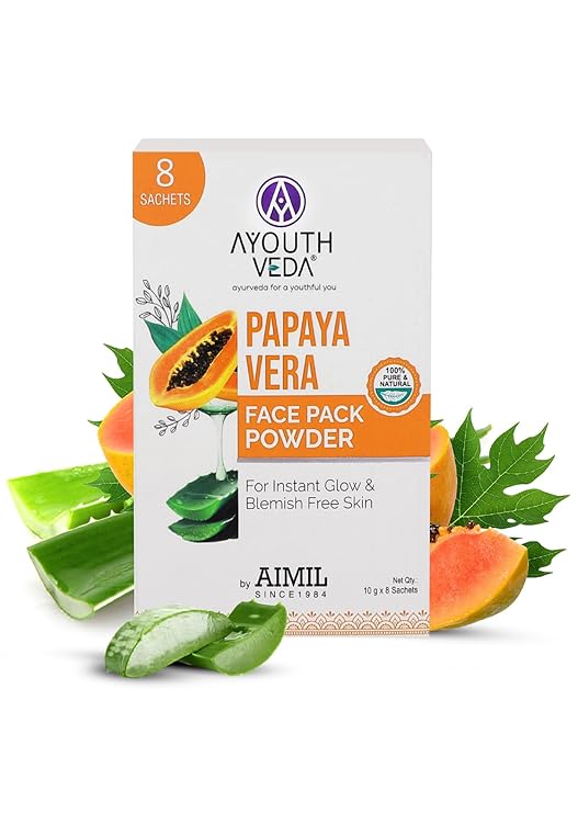 Ayouthveda Papaya and Aloe Vera Face Pack Powder - 80 gms