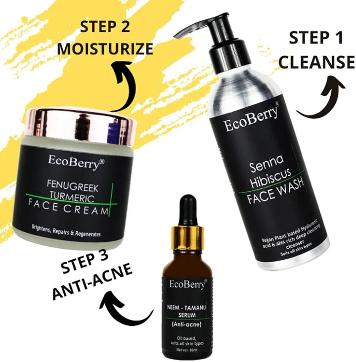 EcoBerry Fenugreek Turmeric Face Cream For Skin Brightening, Repairs, Regenerates, Moisturizer, Organic, Non Comedogenic, Paraben Free, Chemical Free, Cruelty Free, Preservative Free, Vegan