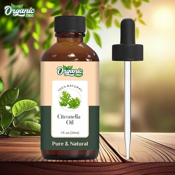 Organic Zing Citronella Essential Oil Pure & Natural for Skin, Face, Hair Care, Aromatherapy, Diffuser, Conditioner - 30 Ml