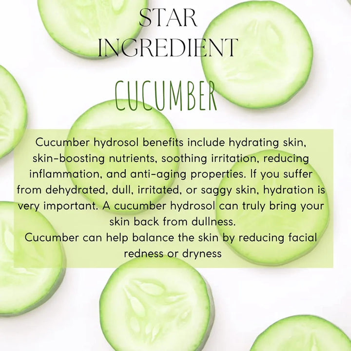 EcoBerry Pure Steam Distilled Cucumber Hydrosol Toning Facial Mist for Hydration, Softens, Soothes Sun burn, Reduces Facial Redness, Suits All Skin Types, Natural, Chemical Free, Paraben Free, Vegan