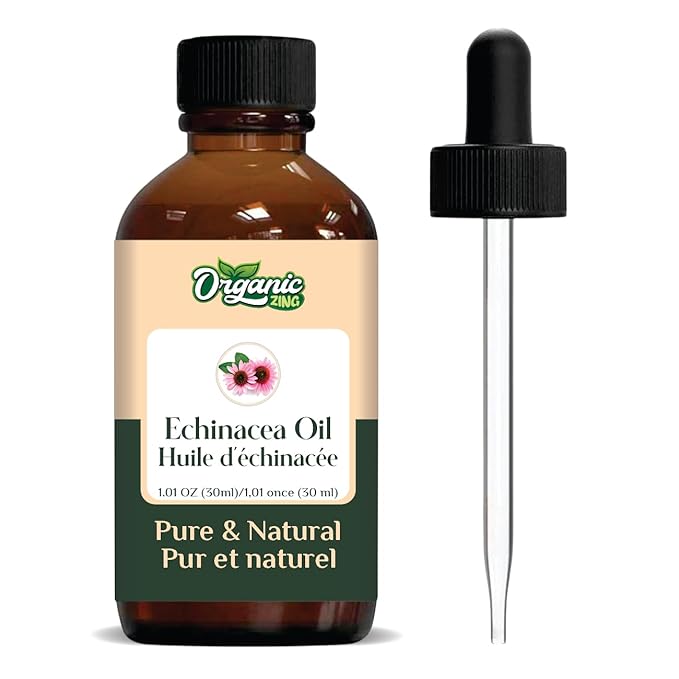 Organic Zing Echinacea (Echinacea Angustifolia) Oil | Carrier Oil for Skincare and Hair Care - 30 Ml