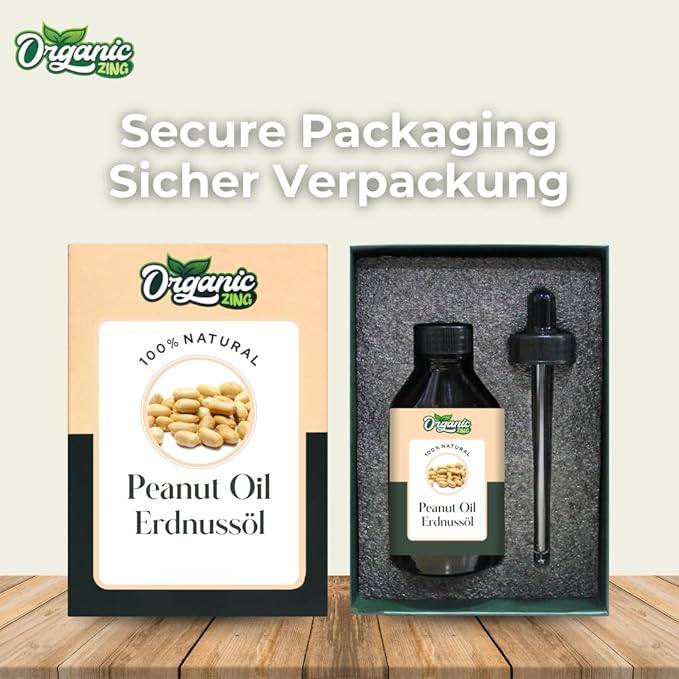 Organic Zing Peanut (Arachis Hypogaea) Oil | Carrier Oil for Massage, Skincare, Haircare - 30 Ml