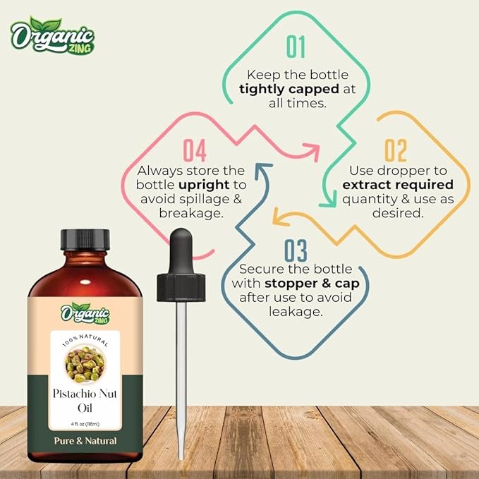 Organic Zing Pistachio Nut (Pistacia Vera) Oil | Essential Oil for Aroma, Skincare & Massage - 118 Ml