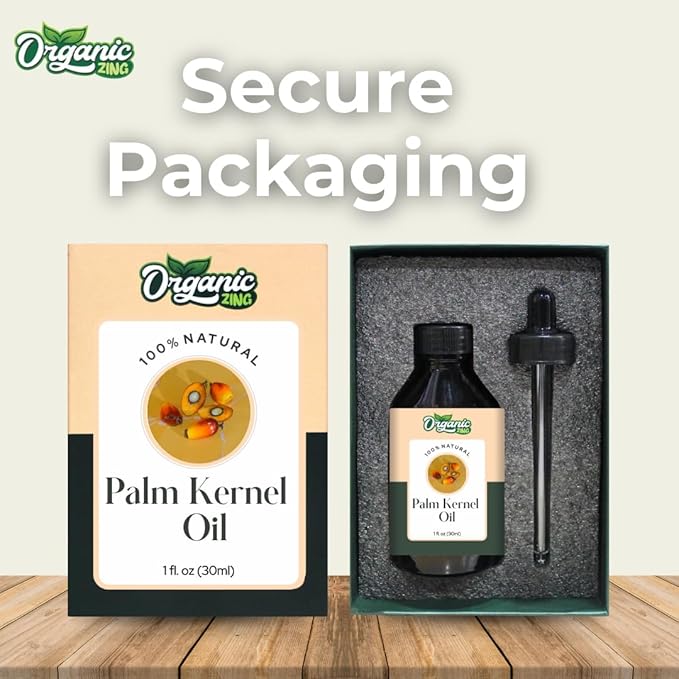 Organic Zing Palm Kernel (Elaeis Guineensis) Oil | Carrier Oil for Skincare & Hair Care - 30 Ml