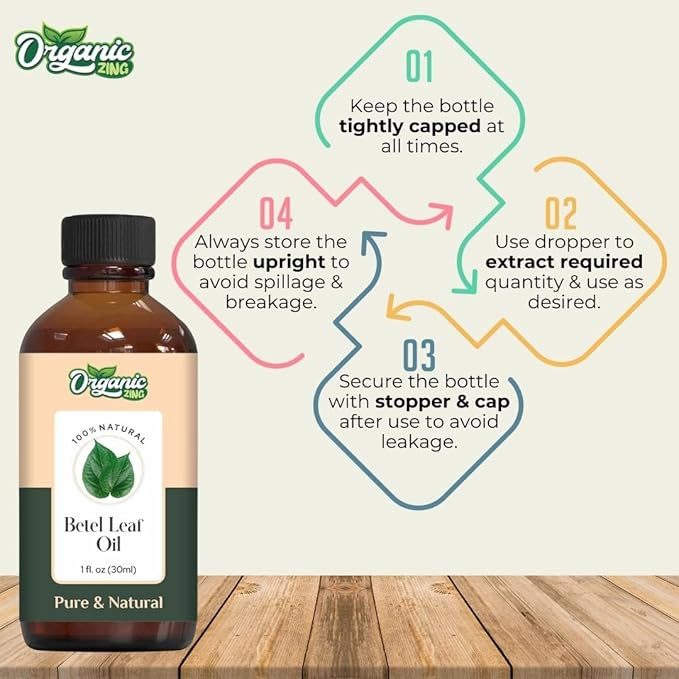 Organic Zing Betel Leaf (Piper Betle) Oil | Essential Oil for Skincare, Hair Care, Aroma & Diffusers- 30 Ml