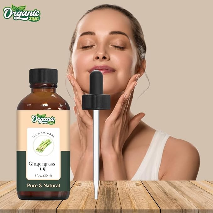 Organic Zing Gingergrass (Cymbopogon Martinii) Oil | Essential Oil for Skincare, Hair Care, Aroma and Diffusers- 30 Ml